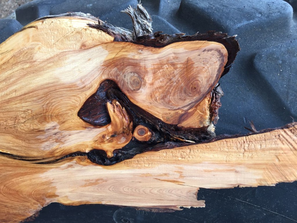 closeup of a planed cedar slab