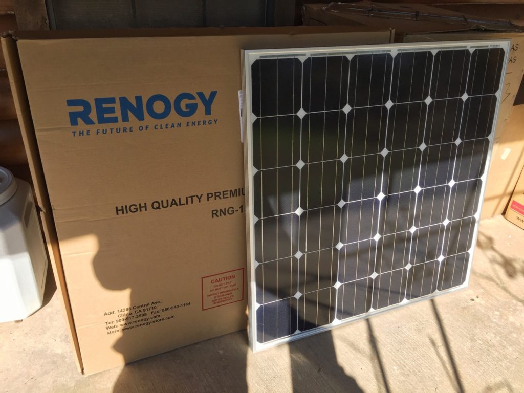 photo of a 150-watt solar panel
