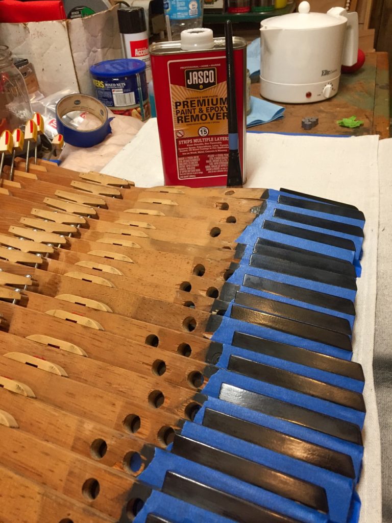 photo of piano keys Awaiting finish remover