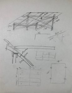 Pencil sketch of solar panel mount