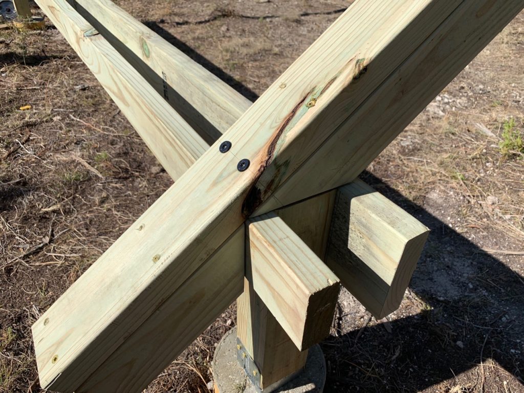 photo of Joinery detail showing the 4 1/2-inch lag screws