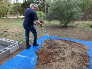 photo of Mixing soil for the square foot garden