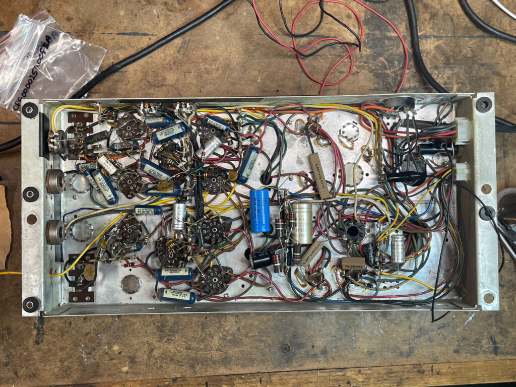 photo of the amplifier wiring showing all Low voltage electrolytics replaced. Ready for service in the VPO!