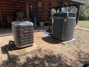 photo of The upstairs and downstairs heat pump condensers