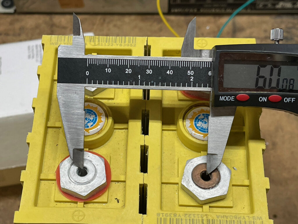 photo showing terminal spacing of the Lithium Ion Solar Battery