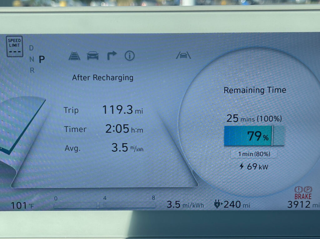 Photo of the Ioniq5 dashboard while charging