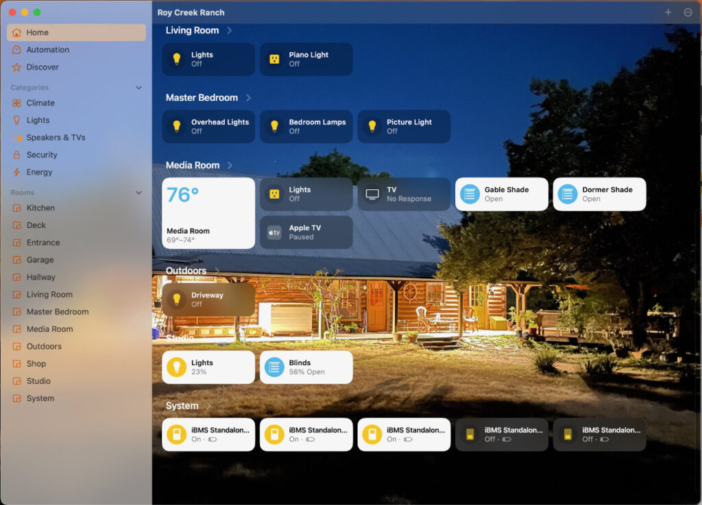 screenshot of Apple Home: Roy Creek Ranch