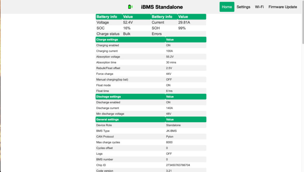 Screenshot of the iBMS Web Server