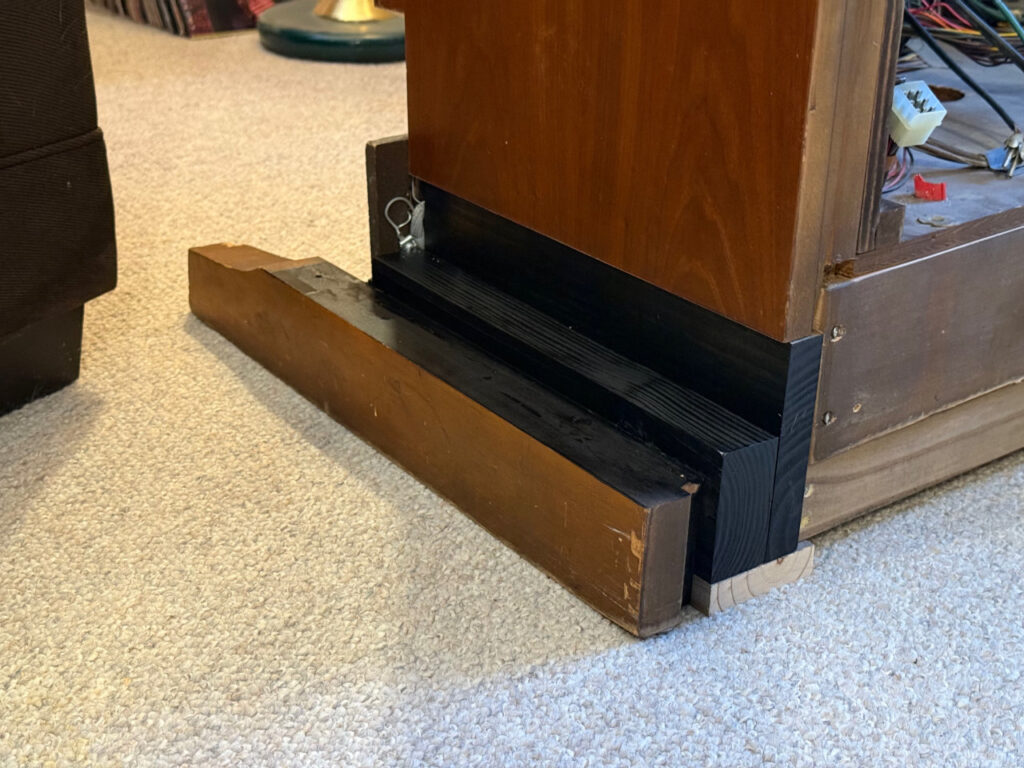 photo of the Finished console foot with reed switch board