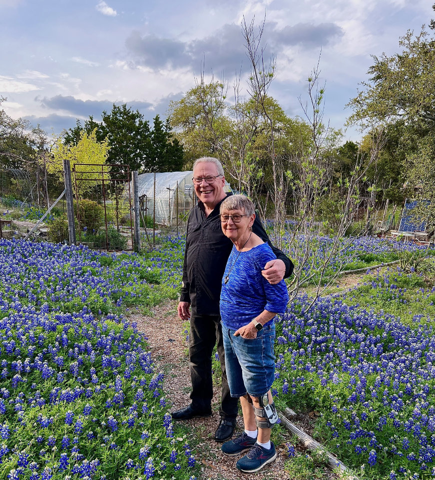 Jim and Marilyn among the Bluebonnets at Roy Creek Ranch
