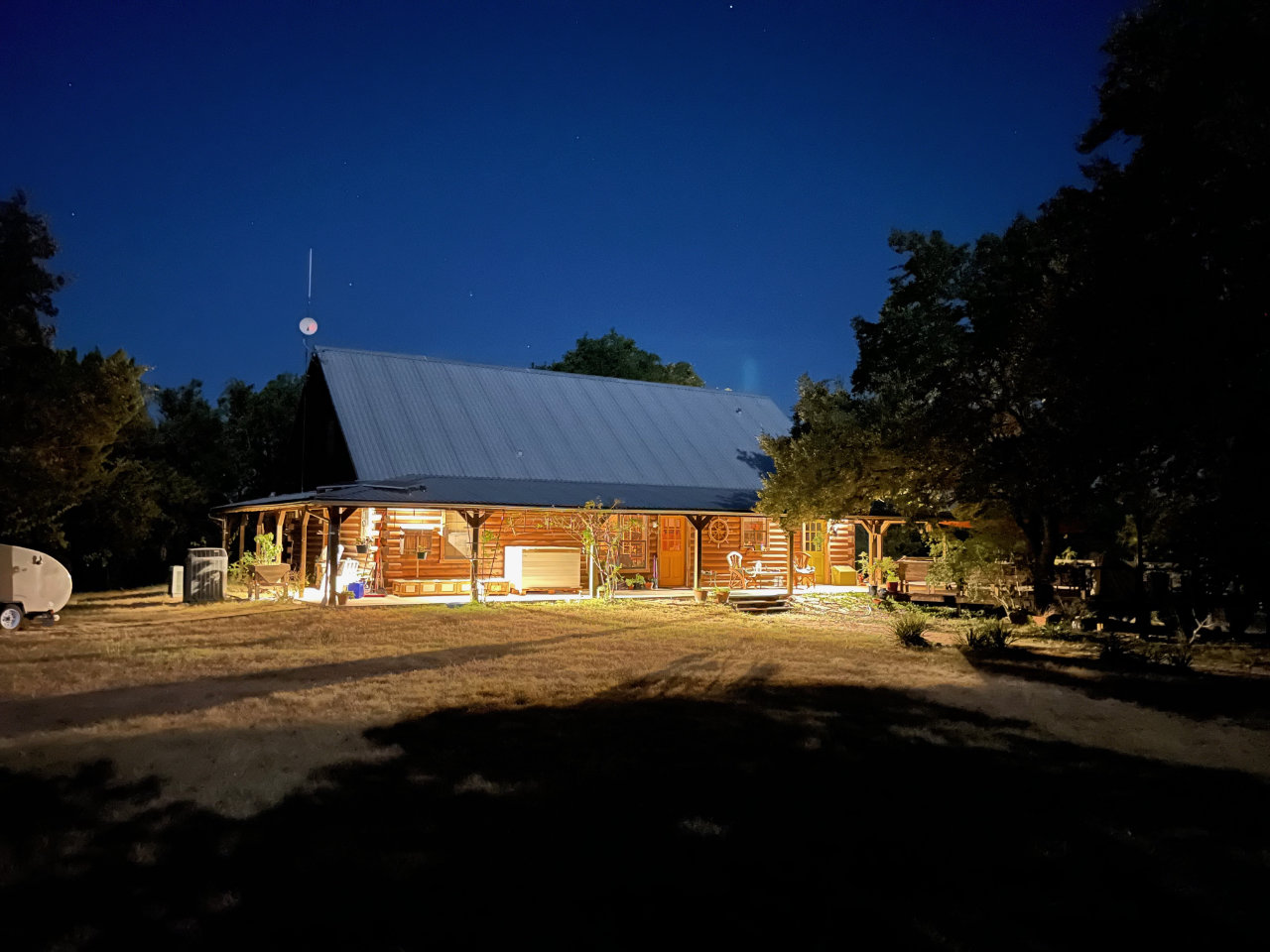 photo of Roy Creek Ranch in the moonlight