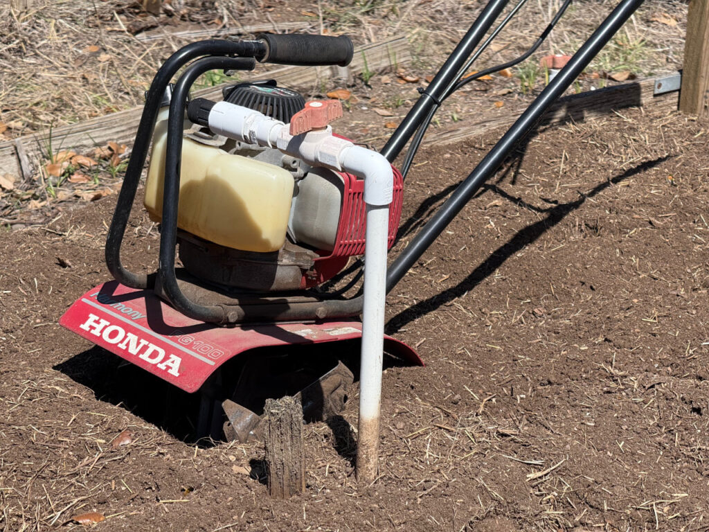 Photo of a gas-powered Tiller