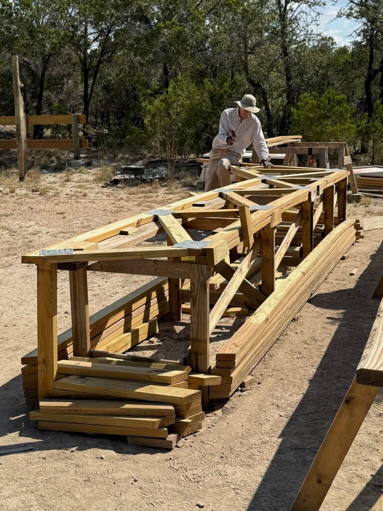 joe assembling a truss