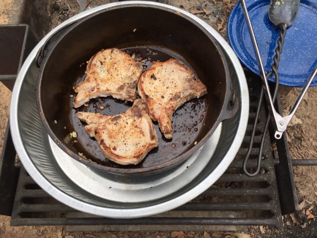 Brown the pork chops
